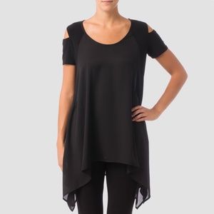 Joseph Ribkoff Flowy Bare Shoulder Tunic Top